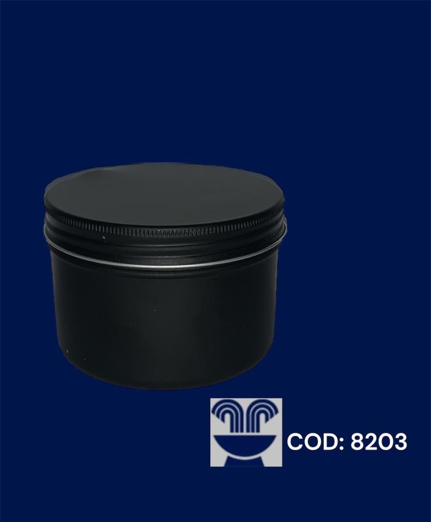 LATA DE ALUMINIO REDONDA G PRETO FOSCO 150ML -