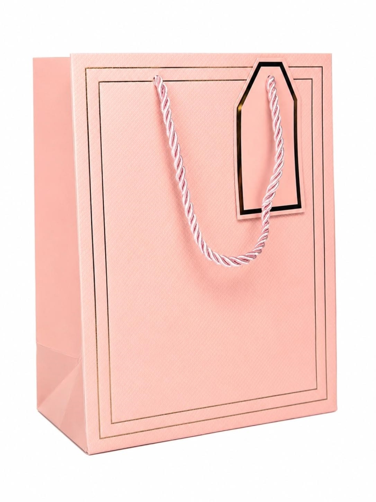 SACOLA DE PAPEL PRESENTE ROSA  23X18X10 - UNID