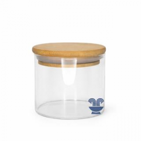 POTE DE VIDRO HERMETICO C/TP MADEIRA 320ML
